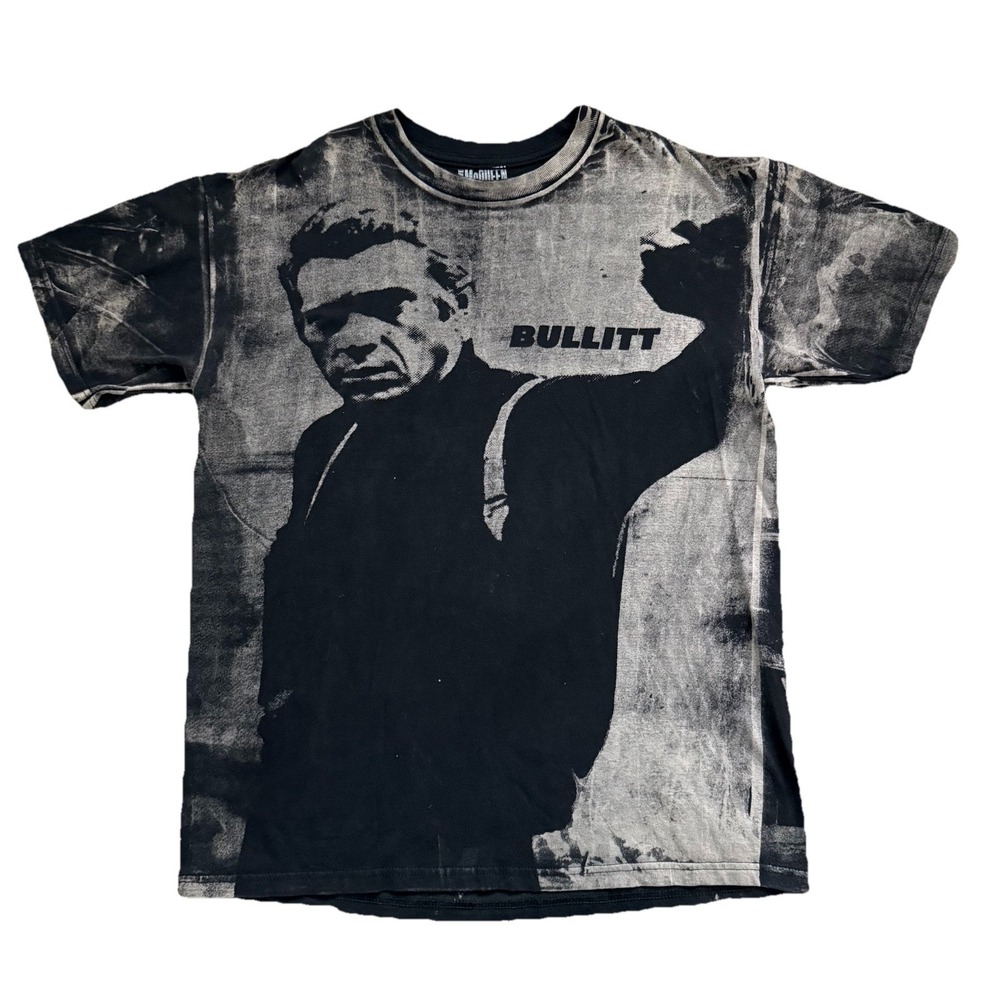 Steve McQueen Bullitt All Over Print T-Shirt Size Men's Large Grunge Y2K Retro